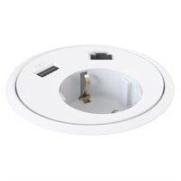 Powerdot 12 - 1 socket type F, 1 USB-A charger 12W, 1 data, whit